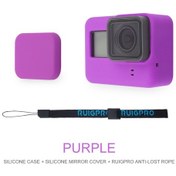 Resim Mor-silikon Koruyucu Kapak Gopro Hero 7 6 5 Için Kordon Aksesuarlı Siyah Kol Konut Case Çerçeve Go Pro 7 6 5 