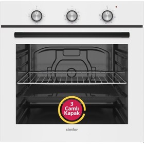 Resim Simfer SB8255 - T3048 - SD8728 Trend Mekanik Beyaz Cam 3'lü Ankastre Set 