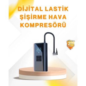 Resim LED Fenerli ve Sos Işıklı Çok Fonksiyonlu Hava Kompresörü 