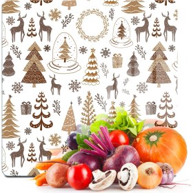 Resim Decovetro Cam Kesme Tahtası ve Sunumluk Kare Kahverengi Karışık Yılbaşı Desenli 30X30 cm 