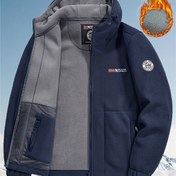 Resim 1 Adet Erkek Sonbahar/Kış Çift Taraflı Outdoor Ceket Mont - Dahili Cepler, Fermuar, Kapüşonlu Tasarım, Kol Logosu | Günlük İşe Gidiş, Yürüyüş, Kayak, Kamp İçin Uygun - Yeni Yıl Erkek Kışlık Giyim - Cadılar Bayramı Erkek Ceketi 