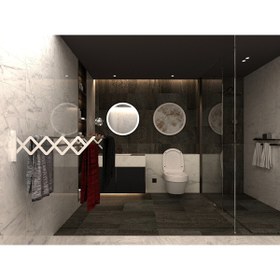 Resim OKTSTORE Akordiyon Tipi Katlanır Alüminyum Çamaşır Kurutma Askısı 70 Cm 9 Askılı Balkon Banyo Kurutma Askısı 