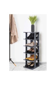 Resim 5 Katlı Lüks Modüler Dekoratif Plastik Ayakkabılık Gri 