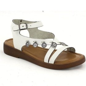 Resim Kadın Comfort Metal Aksesuarlı Deri Sandalet Beyaz 21983303y Yetişkin 