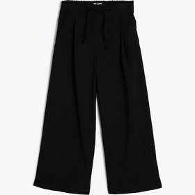 Resim Koton Geniş Paça Pantolon Beli Lastikli Siyah 5wkg40026aw Siyah 