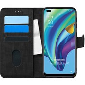 Resim Oppo Reno 4 Lite Kılıf Fabric Book Wallet Siyah Microsonic