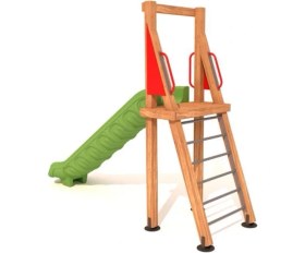 Resim Ahşap Çocuk Oyun Parkı - Tek Kaydıraklı Ekonomik Model H150 
