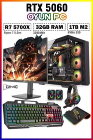 Resim Zeiron Warrior Eagle X55 Ryzen 7 5700X 32GB 1TB M.2 SSD RTX5060 27" 280Hz Sıvı Soğutmalı Oyuncu Bilgisayar 