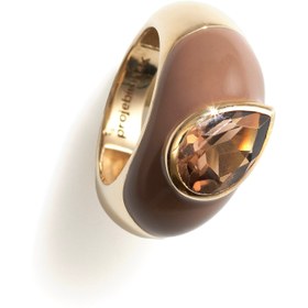 Resim Pear Smokey Topaz Enamel Ring - 5 