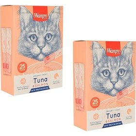 Resim Wanpy Ton Balığı ve Somonlu Sıvı Yetişkin Kedi Ödül Çubuğu 2'li 25 x 14 G 