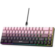 Resim Hxsj V200 Yükselen Renk 68 Tuşlu Rgb Arka Işık Kablolu Membran Klavye Pembe 