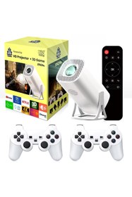 Resim Qifit 4K Oyun Konsollu Projeksiyon Bluetooth Wifi Destekli Taşınabilir Sinema Netflix Youtube Projektör 