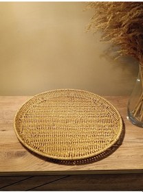 Resim Yuvarlak Hasır Rattan Sunum 35cm Tepsi / Organizer Diğer 
