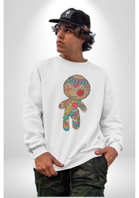 Resim Voofoo Bebeği Doll Doldurulmuş Bebek Unisex Beyaz Baskılı Sweatshirt Beyaz 
