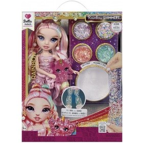 Resim Rainbow High Bella Parker Rainbow Shimmers Slime & Glitter Oyun Seti Bebek Sürpriz Aksesuar Ve Evcil Figürlü 1 Pcs 