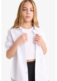 Resim Defacto Kız Çocuk Okula Dönüş Regular Fit Oxford 2li Uzun Kollu Gömlek F9954a825auwt34 Beyaz 