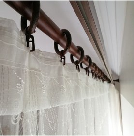 Resim Meşe Rustik Ahşap Perde Askısı 