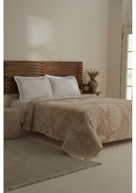 Resim Karaca Home Leafy Sea Müslin Çift Kişilik Tek Pike Bej Bej 