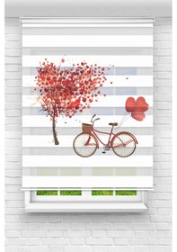 Resim Perdecizade Enxboy Kırmızı Bisiklet Dijital Baskılı Zebra Perde-cocuk Odası-stor Perde Pz-2557 Renkli 