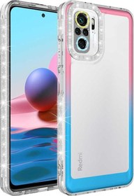 Resim Xiaomi Redmi Note 10s Ile Uyumlu Kılıf Taşlı Ve Renk Geçiş Tasarımlı Lens Korumalı Park Kapak 