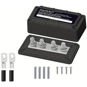 Resim Fochsia Siyah Set 300a Ağır Hizmet 12v Busbar Modülü M8 Terminal Bağlantıları Deniz Araç Karavan Kamyon Güç Dağıtımı 