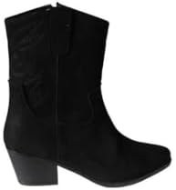 Resim YAZKIŞ Kadın Siyah Taba Süet Üzeri Desenli 5cm Kalın Topuk Kovboy Botu Siyah 36 EU 