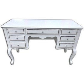 Resim Makyaj Masa Aslan Model Ahşap Kayın Lükens Ayak Parlak Beyaz 7Çe Abanoz - Beyaz 