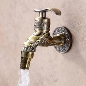 Resim Şık Altın Ejderha Duvar Montajlı Musluk - Rustik Vintage Bronz Tek Kolu, Mutfak, Banyo, Açık Bahçe için İdeal - Dayanıklı Çinko Alaşımlı Paslanmaz Çelik Valf ile, Açık Hava Musluğu | Dekoratif Musluk | Dayanıklı Musluk 