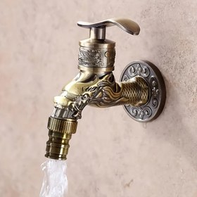 Resim Şık Altın Ejderha Duvar Montajlı Musluk - Rustik Vintage Bronz Tek Kolu, Mutfak, Banyo, Açık Bahçe için İdeal - Dayanıklı Çinko Alaşımlı Paslanmaz Çelik Valf ile, Açık Hava Musluğu | Dekoratif Musluk | Dayanıklı Musluk 