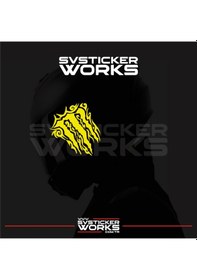 Resim Monster Kask Sticker Tüm Kasklar Uyumlu Tek Yön 1 Adet Sarı 