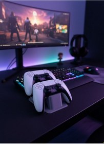 Resim Gld-spt- Antrasit İkili Gamepad Tutucu 7x18 Cm Masa Ve Raf Düzeni 