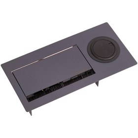 Resim Socketline Regulus Wireless Serisi Döner Kapaklı Temassız Şarjlı Masa Prizi Antrasit 