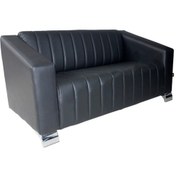 Resim Liya Deri İkili Bekleme Koltuğu Siyah 