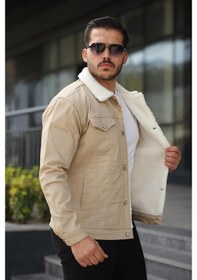 Resim Erkek İçi Kürklü Kot Mont Açık Mavi 