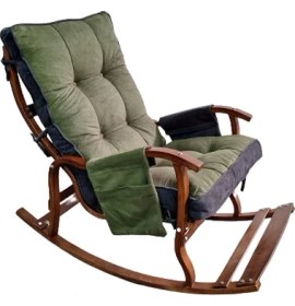 Resim Mobil Deco Ceviz Sultan Lüx Ahşap Çift Minderli Çift Cepli Sallanan Sandalye Yeşil/füme 