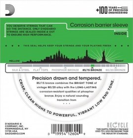 Resim D'addario Ez890 Ez Serisi Akustik Gitar Tel Seti Super Light - 85/15 Bronze - 09-45 