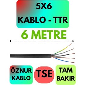 Resim Öznur 5x6 Ttr Kablo Siyah Metre Seçenekli - 6 Metre 
