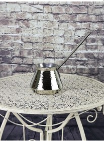 Resim Kalın Bakır Sap Dövme Topak Bakır Cezve 5 Fincanlık 