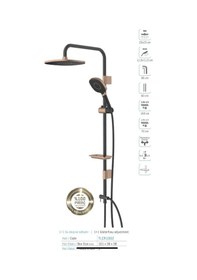 Resim İsaoğlu Yapı Duş Seti Siyah Bakır Tepe Yağmurlama Robot Set Bakır Duş Başlığı Bronz Duş Seti Bakır 