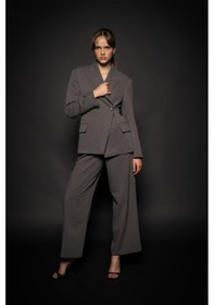 Resim Kadın Antrasit Asimetrik Kruvaze Blazer Antrasit 