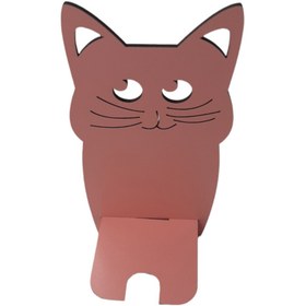 Resim Be Cat Sevimli Kedi Cep Telefonu Tutucu & Telefon Standı Sevimli Kedi Model Ahşap Telefon Sabitleyici 