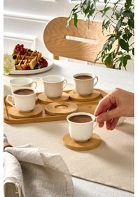 Resim Karaca Bambu Tepsili 6 Kişilik Kahve Fincanı 90 Ml 