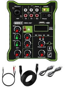Resim AyrStore MDX-100 Stüdyo Kayıt İçin Ses Kartlı Mixer +48V Phantom Power ile Stüdyo Mikser 