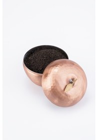 Resim El İşi Bakır Baharatlık Tuzluk Biberlik Elma Motif Otantik Görünüm El Dövmesi Çap 8,5 Cm Bakır 