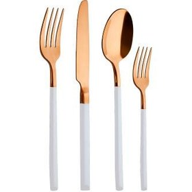 Resim Aryıldız Soho Prestige Beyaz Bronz 24 Parça 6 Kişilik Çatal Kaşık Bıçak Takımı 