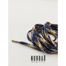 Resim Nurbağ Dokuma Spor Ayakkabı Bağcık Çok Renkli Simli 85 cm 1 Çift BS58 