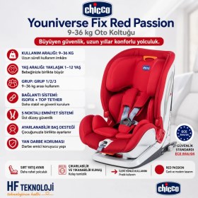 Resim Chicco Çocuklarınız Aracınızda Güvende Olsun, Youniverse Fix Red Passion 9-36 kg Oto Koltuğu 
