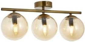 Resim Lambadar Gold Üçlü Modern Bal Camlı Plafonyer Avize Gold-Balcam Tek Ebat 0077-3Goldglopbalcamm 