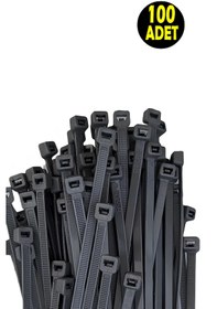 Resim Siyah Plastik Cırt Kelepçe 2.5mm-20cm Kablo Bağı Elektrik Kablosu 