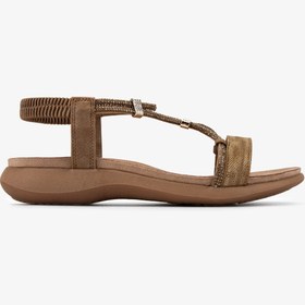 Resim Valmenti Kadın Hakiki Deri Camel Düz Sandalet 1141 47962-4 Bn Sndlt Y26 Camel/bronze/strass 